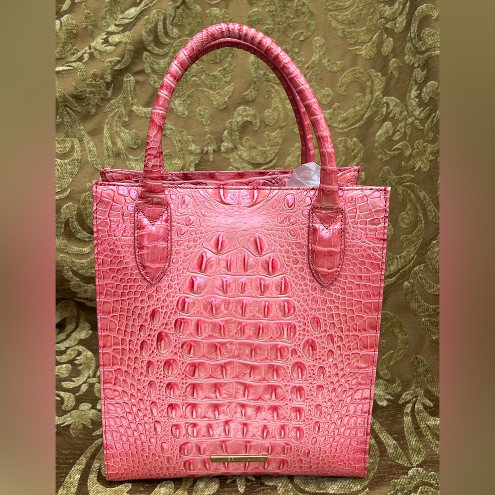 Brahmin Pink Croc-Embossed Tote Bag - Picture 8 of 9